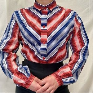 🍄Vintage 70s Striped Collared Blouse🍄